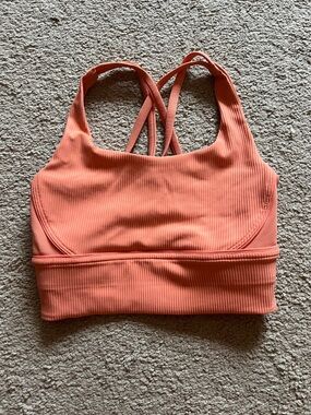 lululemon athletica Ribbed Cross-Back Sports Bra - Coral Orange